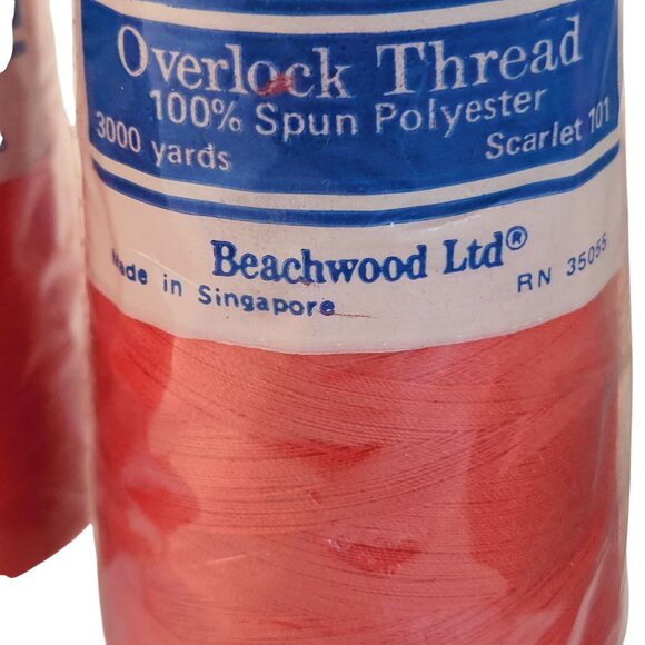 Red Overlock Thread Scarlet 101 100% Spun Polyester 3000 Yards Pack Of 3 - Picture 3 of 10